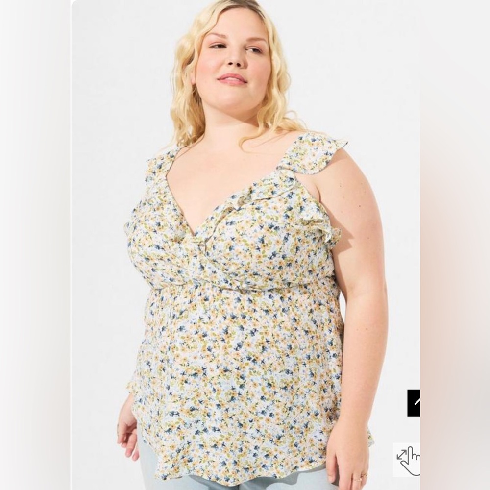 Torrid sz 3 Peplum Georgette Ruffle Surplice Tank Top NWT